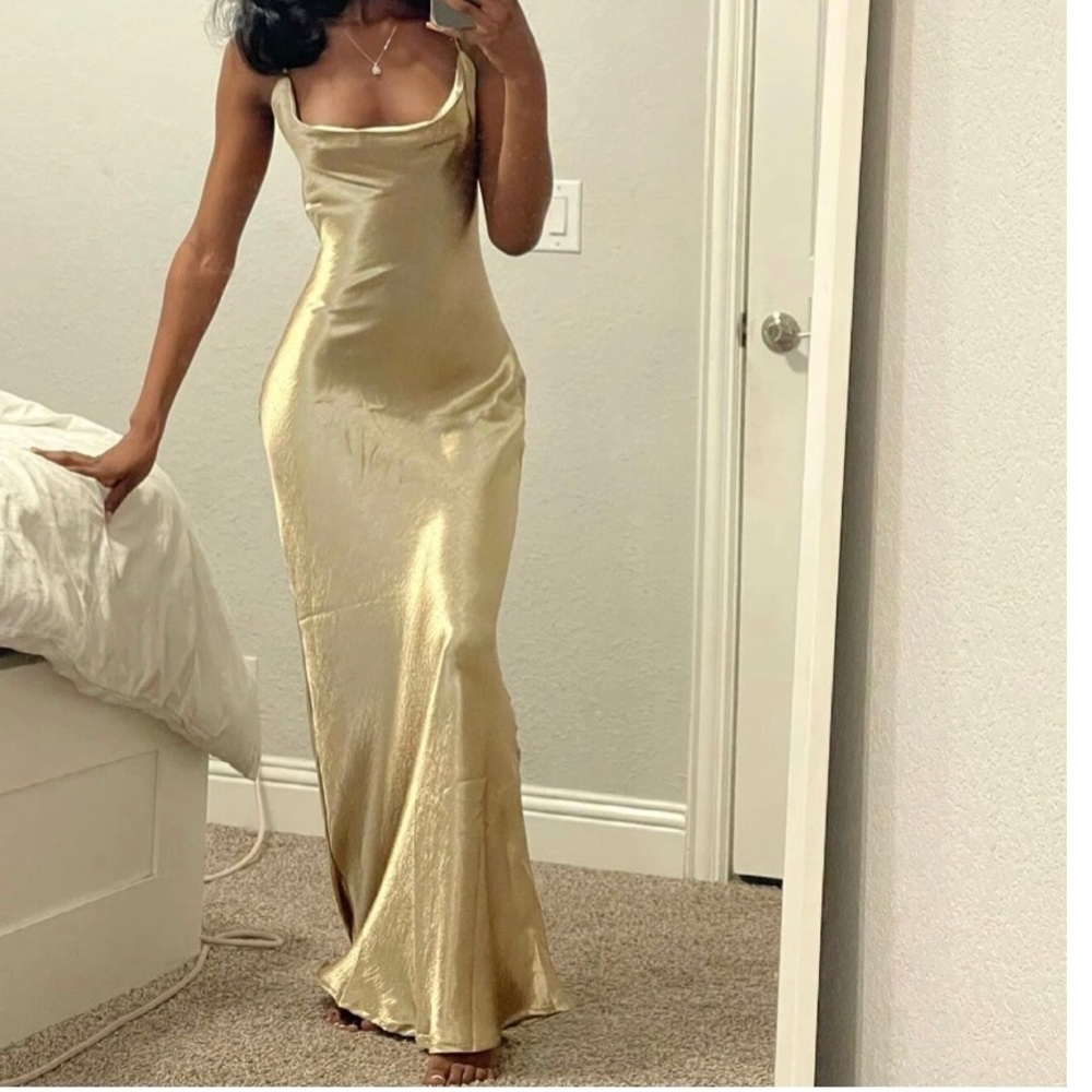 Naomi gold satin dress